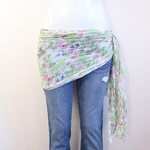 y2k pink floral waist wrap scarf sarong tie belt